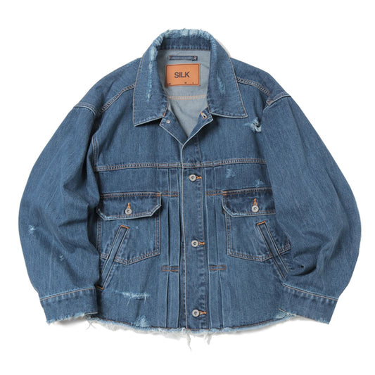 DAMAGED SILK DENIM JACKET