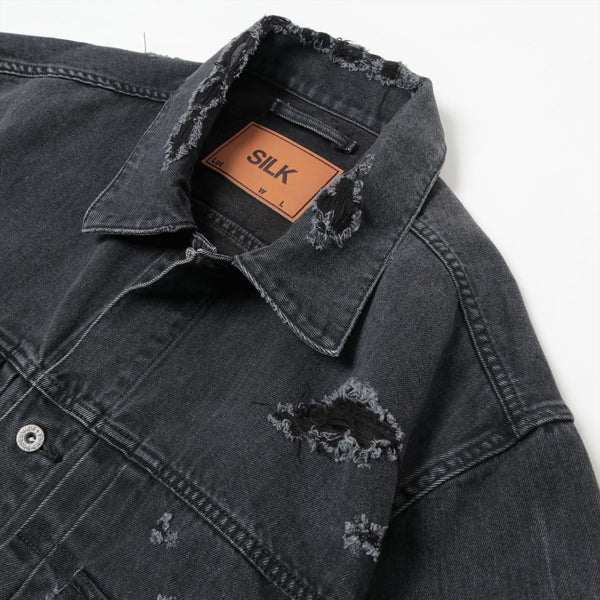 DAMAGED SILK DENIM JACKET