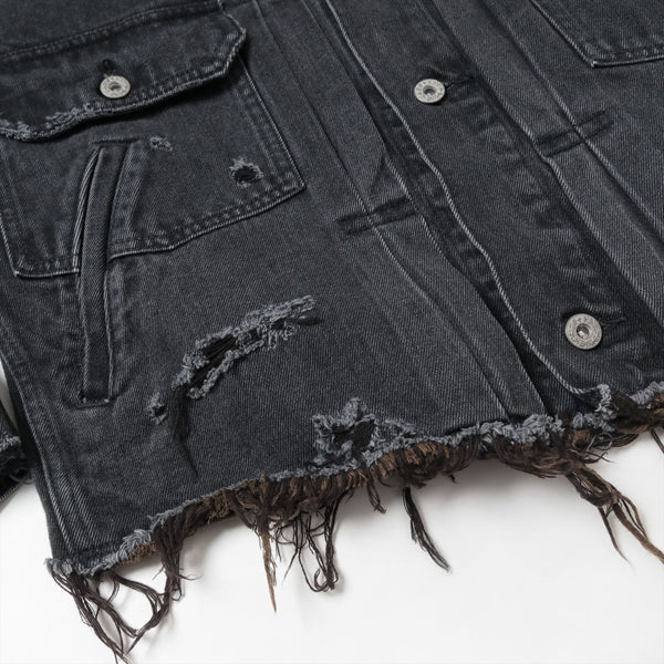 DAMAGED SILK DENIM JACKET