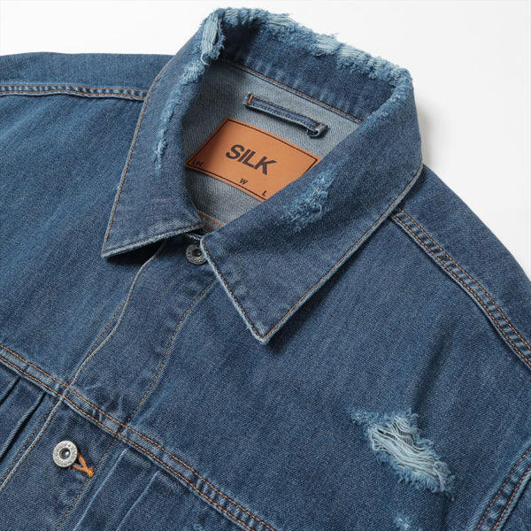 DAMAGED SILK DENIM JACKET