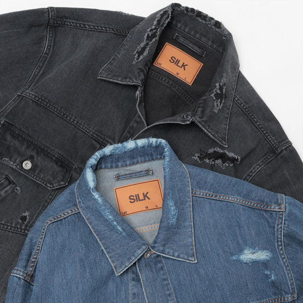 DAMAGED SILK DENIM JACKET