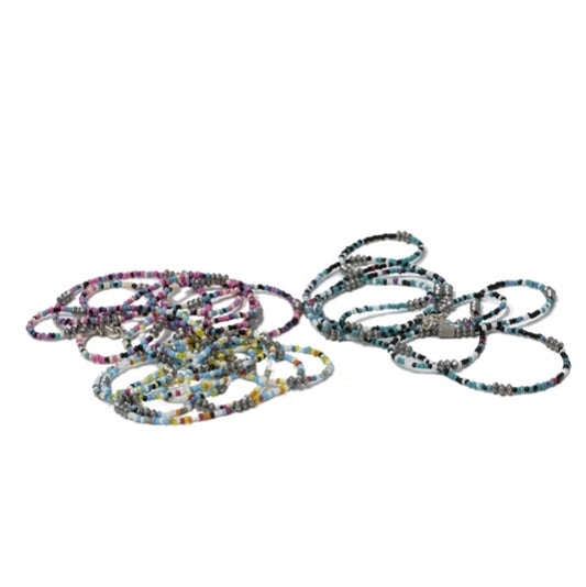 Mixed Long Beads Necklace with Brass Coated Beads