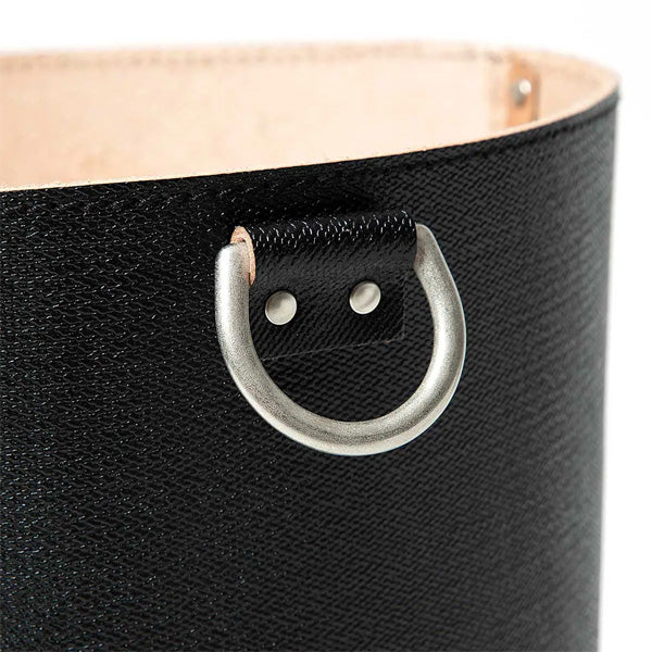 D-RING TRASH CAN COW LEATHER