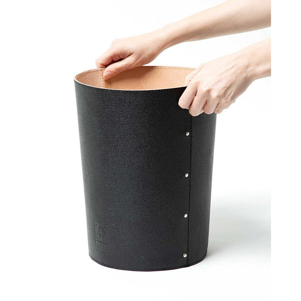 D-RING TRASH CAN COW LEATHER