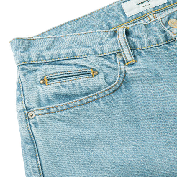 Ice Wash Denim Pants - Easy Fit Tapered