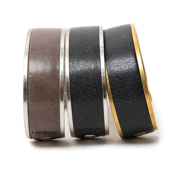 BRASS BRACELET L with OILED COW LEATHER