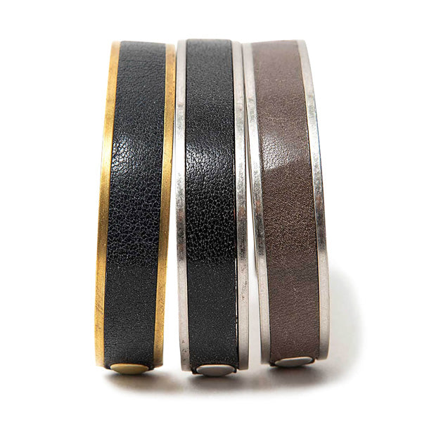 BRASS BRACELET S with OILED COW LEATHER