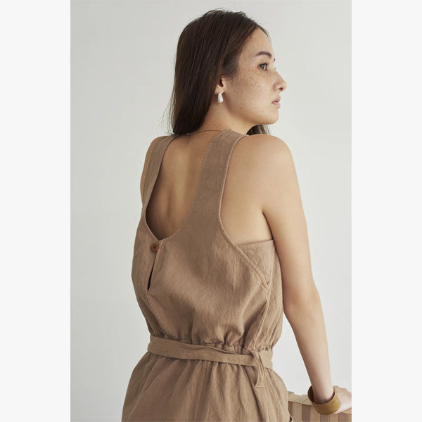 ORGANIC COTTON TWILL SLIT DRESS