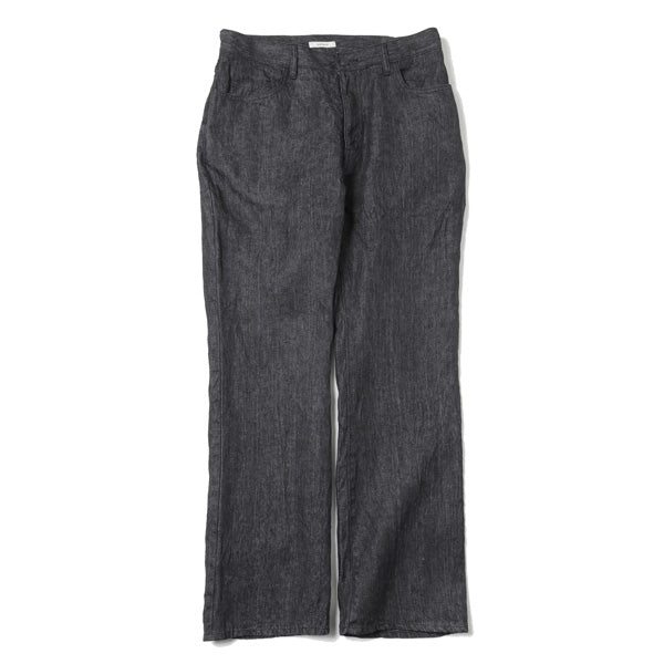 LINEN DENIM SLIM FLARE PANTS