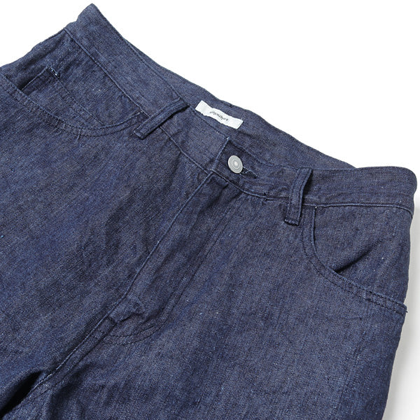 LINEN DENIM SLIM FLARE PANTS