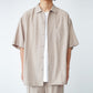 COTTON LINEN S/S OPEN COLLAR SHIRT