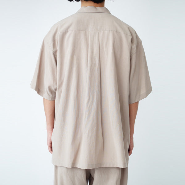 COTTON LINEN S/S OPEN COLLAR SHIRT