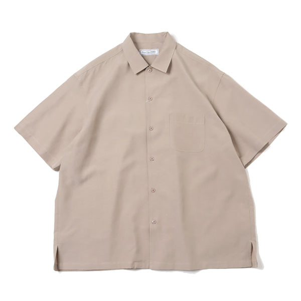 COTTON LINEN S/S OPEN COLLAR SHIRT