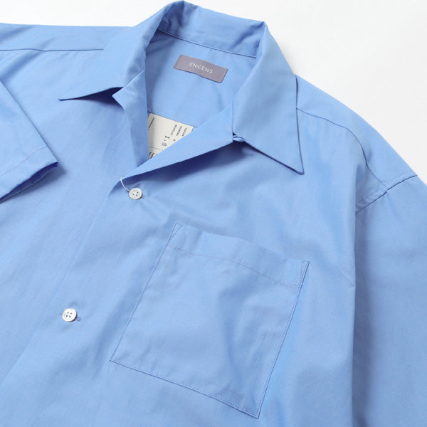 OPEN COLLAR S/S SHIRT(SAX)
