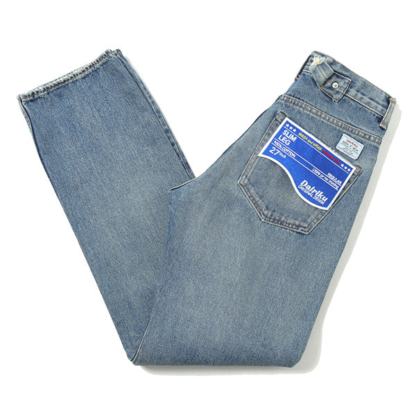 Leather Patch Work Slim Denim Pants