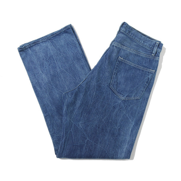 Auralee Selvedge Faded Light Denim Wide Pants Light indigo
