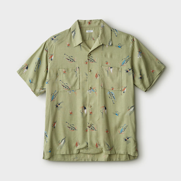 FLY PATTERN OPEN COLLER SS SHIRT
