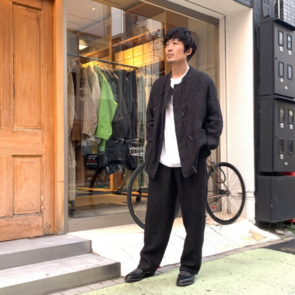 スタンドカラージャケット リネン スタンドカラージャケット (V01 