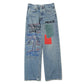 Leather Patch & Hand Paint Denim Pants