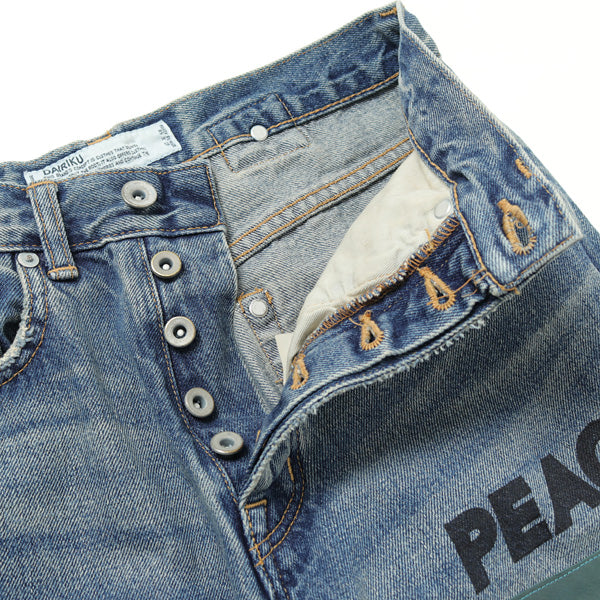 Leather Patch & Hand Paint Denim Pants