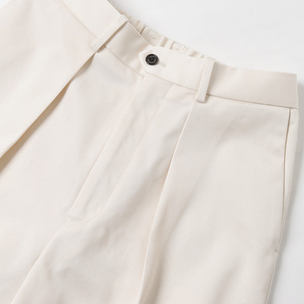 PLEATED WIDE TROUSERS ORGANIC COTTON TWILL