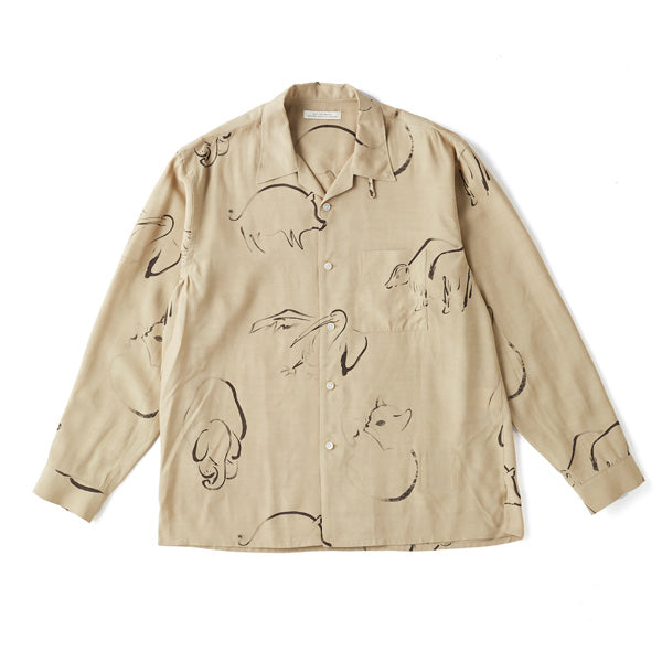 ORIGINAL PRINTED OPEN COLLAR SHIRTS (DRAWING) L/S