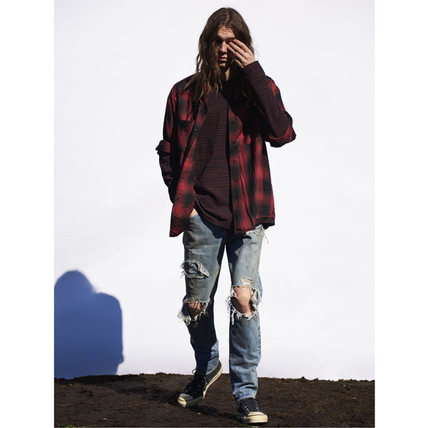 Rayon Ombre Check Loose Work SH