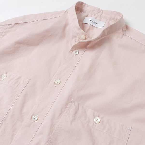 BAND COLLAR WORK SHIRT ORGANIC COTTON POPLIN