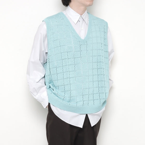 dairiku "LOVE"Hard Agyle Knit Vest