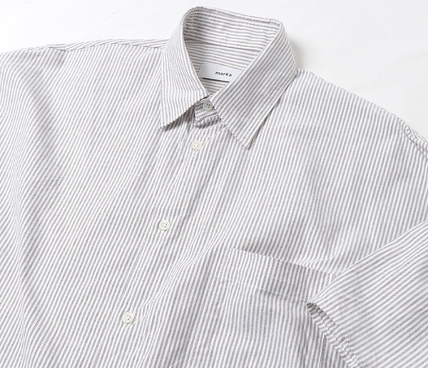 WIDE SHIRT SS ORGANIC COTTON OXFORD STRIPE