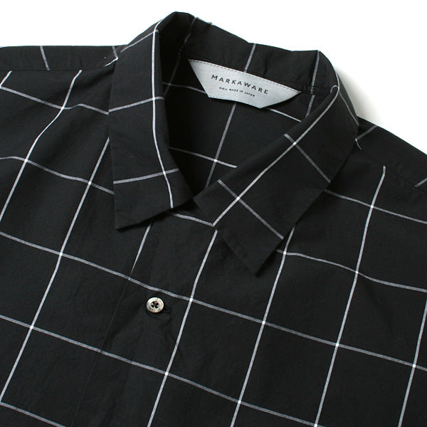 OPEN COLLAR SHIRTS S/S ORGANIC COTTON WINDOWPANE