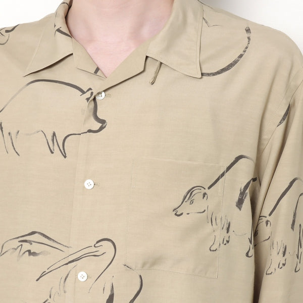 ORIGINAL PRINTED OPEN COLLAR SHIRTS (DRAWING) L/S