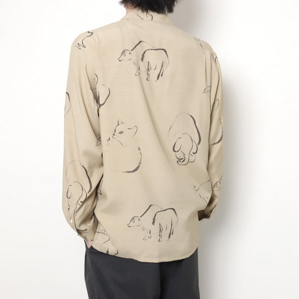 ORIGINAL PRINTED OPEN COLLAR SHIRTS (DRAWING) L/S