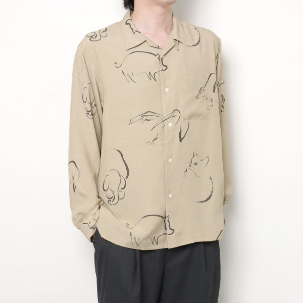 ORIGINAL PRINTED OPEN COLLAR SHIRTS (DRAWING) L/S