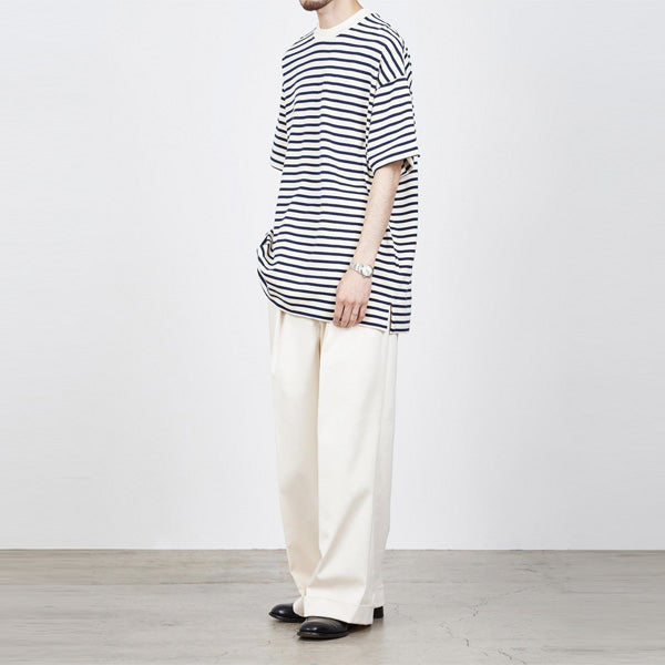 PLEATED WIDE TROUSERS ORGANIC COTTON TWILL