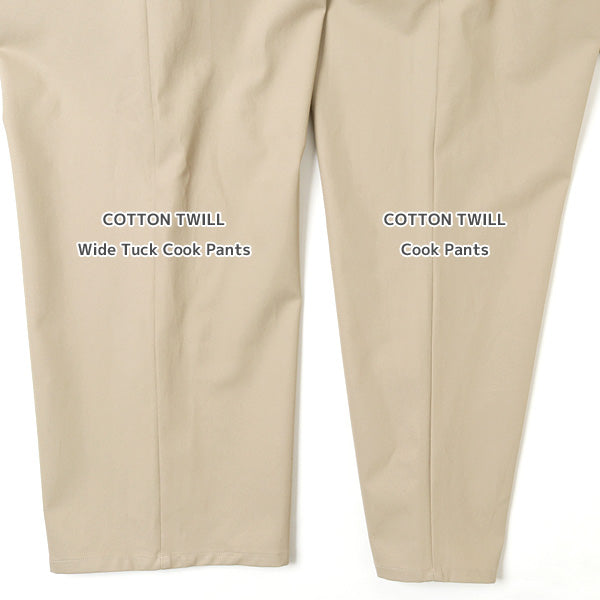 COTTON TWILL Wide Tuck Cook Pants
