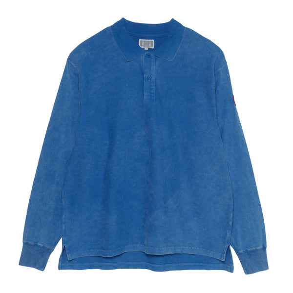 BLEACHD RIB LONG SLEEVE POLO SHIRT