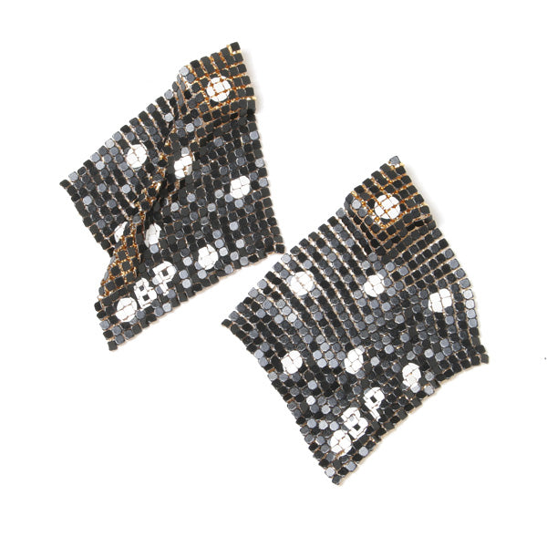metal mesh scarf print earrings
