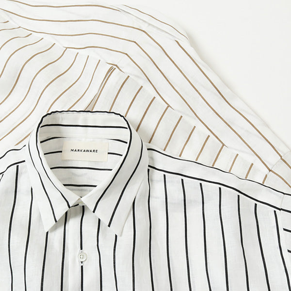 COMFORT FIT SHIRTS ORGANIC LINEN PRINTED STRIPE