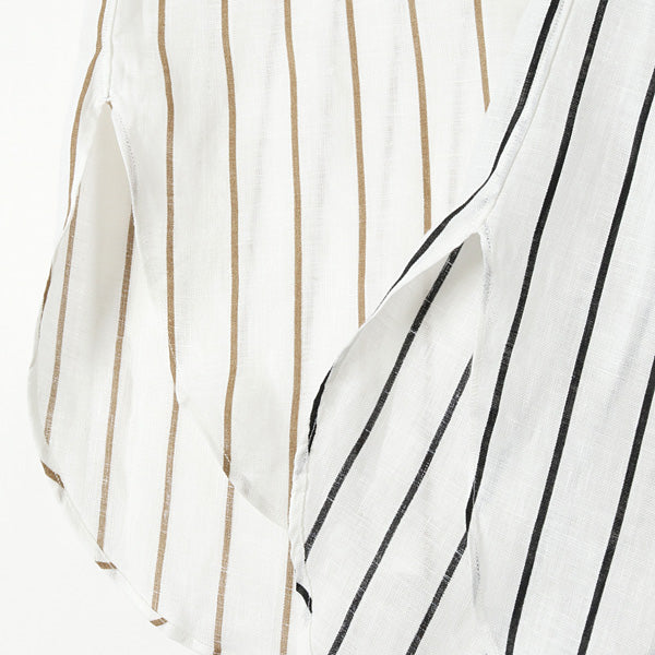 COMFORT FIT SHIRTS ORGANIC LINEN PRINTED STRIPE