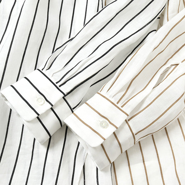 COMFORT FIT SHIRTS ORGANIC LINEN PRINTED STRIPE