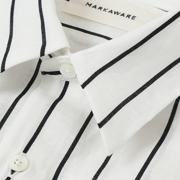 COMFORT FIT SHIRTS ORGANIC LINEN PRINTED STRIPE
