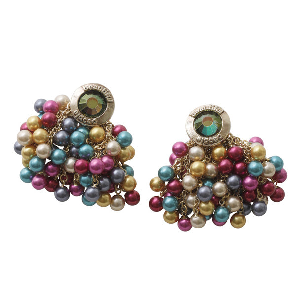 color pearl pierced earrings
