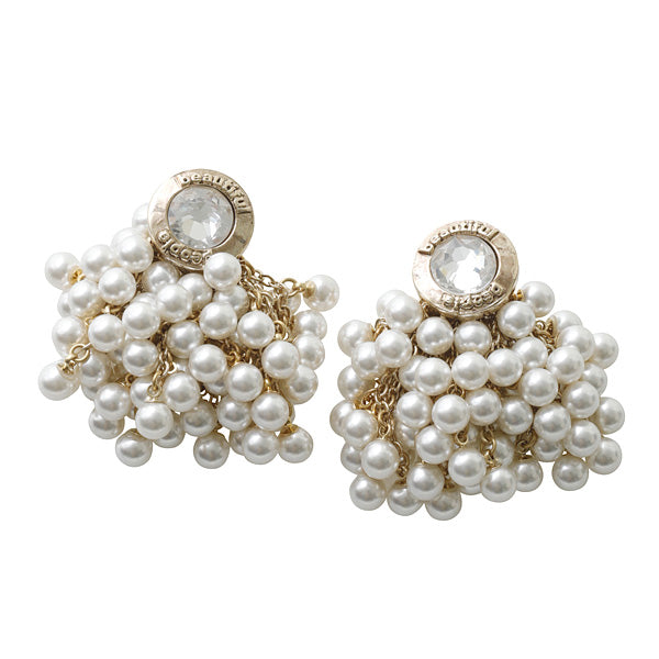 color pearl pierced earrings