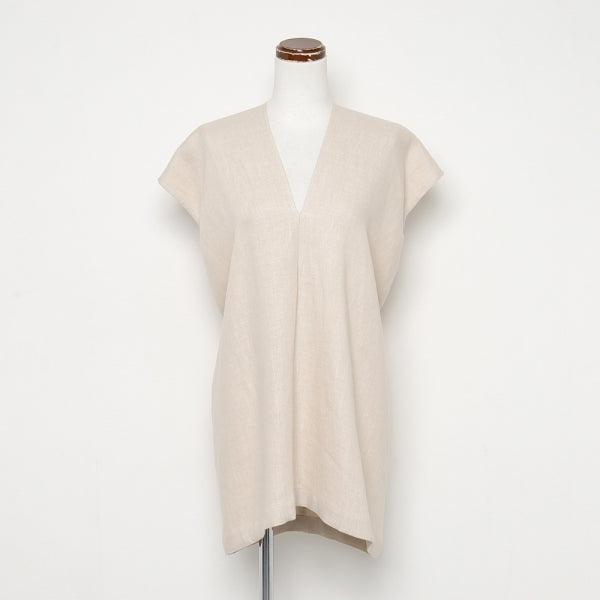 LINEN NO-SLEEVE SQUARE TOP