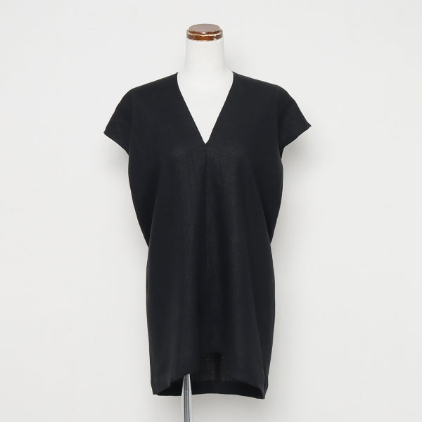 LINEN NO-SLEEVE SQUARE TOP