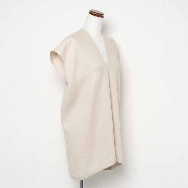 LINEN NO-SLEEVE SQUARE TOP