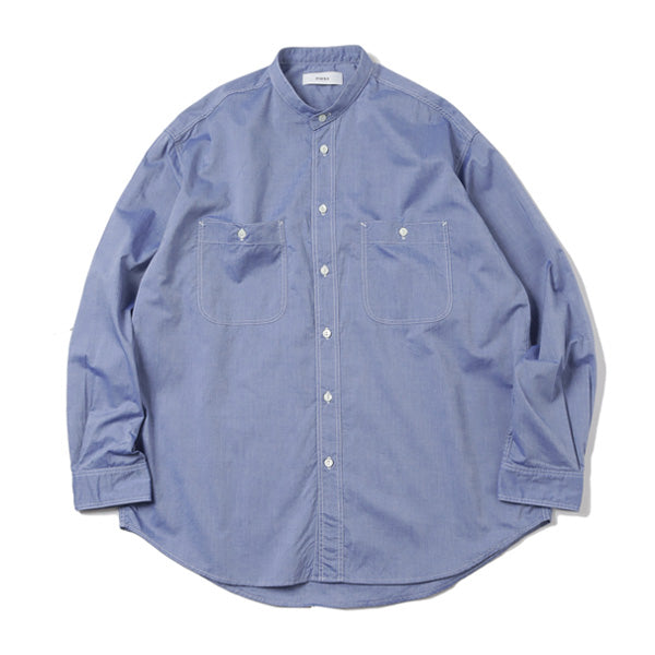 BAND COLLAR WORK SHIRT ORGANIC COTTON POPLIN