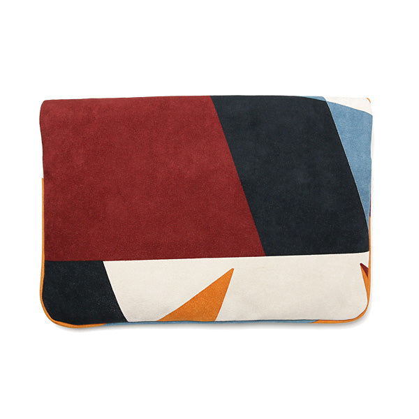 ultra suede geometric pt clutch