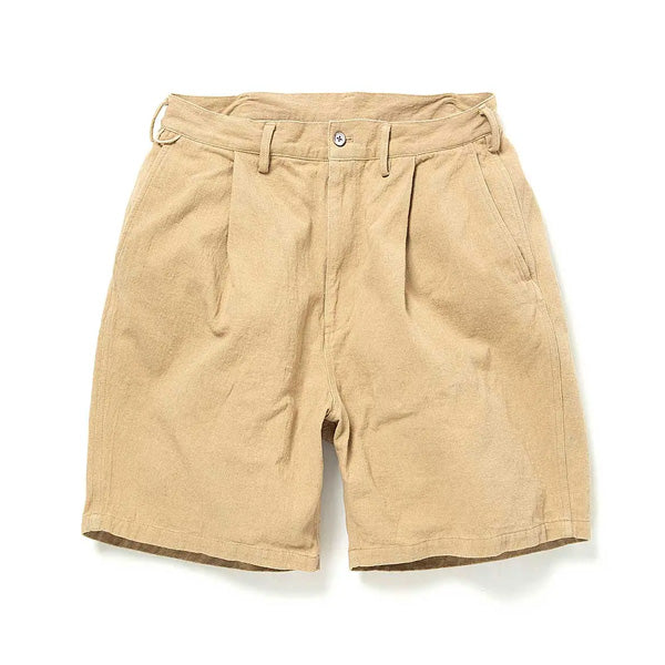 ARTISAN TUCK SHORTS LINEN COTTON TWILL HAND DYED